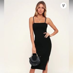 Lulu’s Black Paulina Bodycon Midi Dress - S